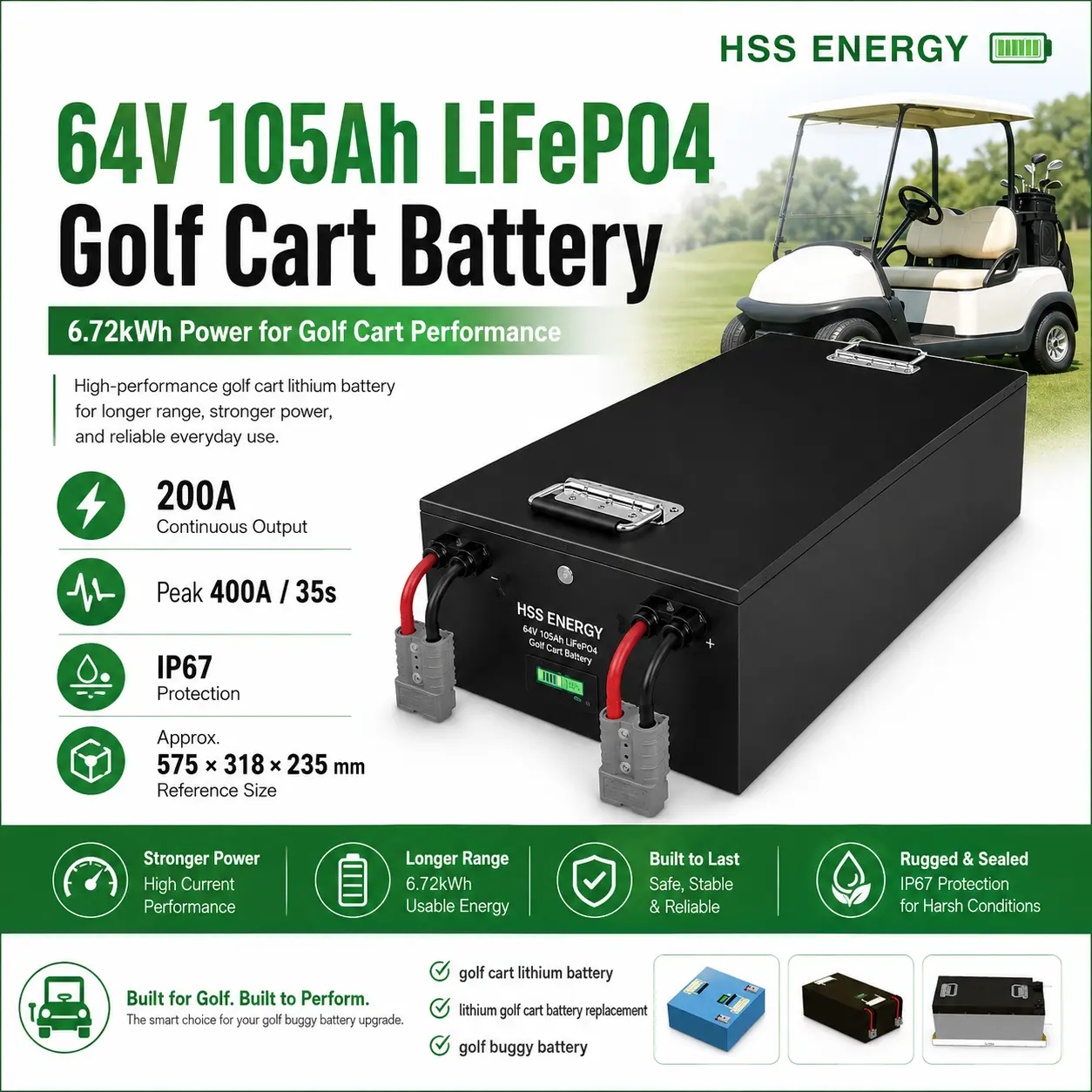 Batería de litio para carrito de golf de 60V 105Ah